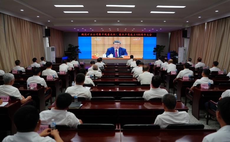 鹤岗矿业公司集中收看庆祝中国共产党成立105周年大...